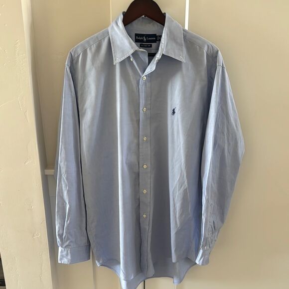 Ralph Lauren Classic Fit Men’s Size Large 16 34/35 Blue Casual Button Down Shirt - Picture 1 of 12